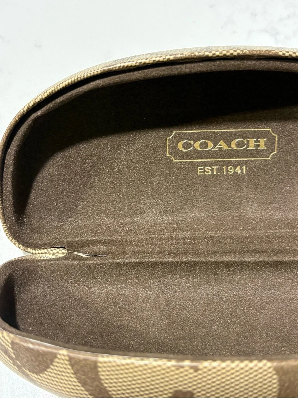 Coach Brown Signature C Monogram Eyeglass Case